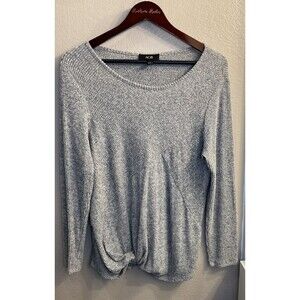 AGB L Gray Women Pullover Knot Tie waist Loose Fitting Top